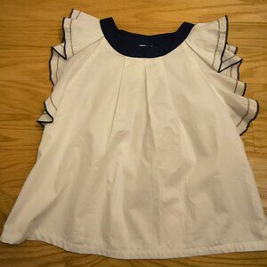 Janie and Jack, White Cotton Flutter Sleeve Top/Blouse, Girls Size 10 (NWOT)
